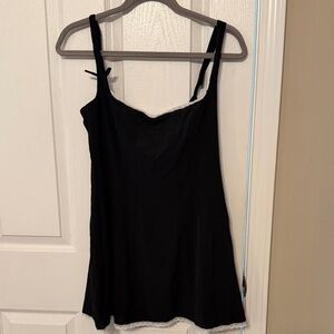 Oh Polly Black Slip mini dress with Lace Trim